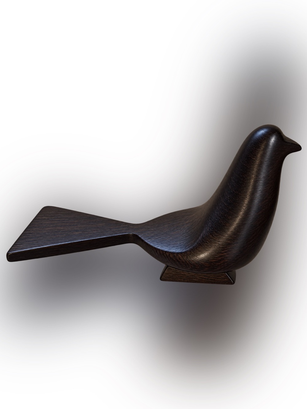 Handcrafted Black Wooden Bird Sculpture - Home Art Accent